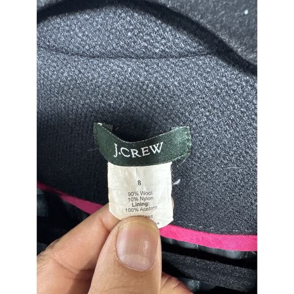 J. Crew Wool Pea Coat Sz 8 Charcoal Black Classic Fall Jacket Coastal Walk Layer - Picture 2 of 7